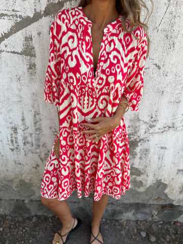 Damen lässiges Strandkleid mit lockerer Passform und schickem Druck R&B