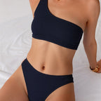 Damen Einseitiger Bikini mit modischem Rippendesign R&B