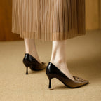 Damen Elegante spitze Pumps mit glamourösem Schleifenakzent