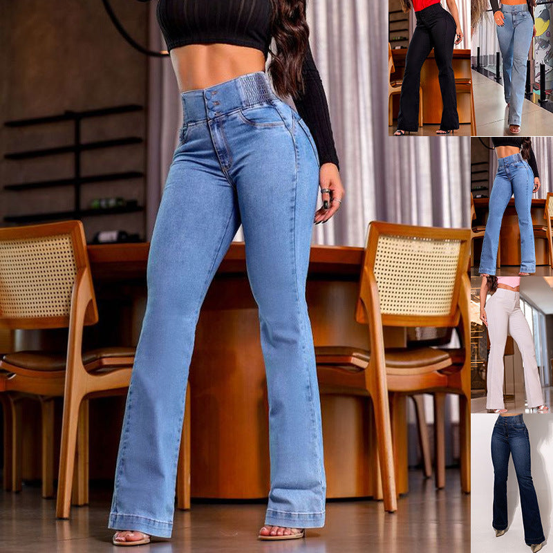 Damen Hochtaillierte Bootcut-Jeans mit streckendem Schnitt R&B