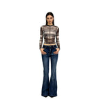 Damen elegante Cropped Bluse mit Puffärmeln und Stickmuster