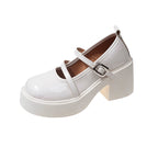 Damen Plattform-Pumps mit doppeltem Riemen und glänzender Oberfläche R&B
