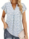 Damen Bluse mit floralem Muster und Rüschenärmeln R&B