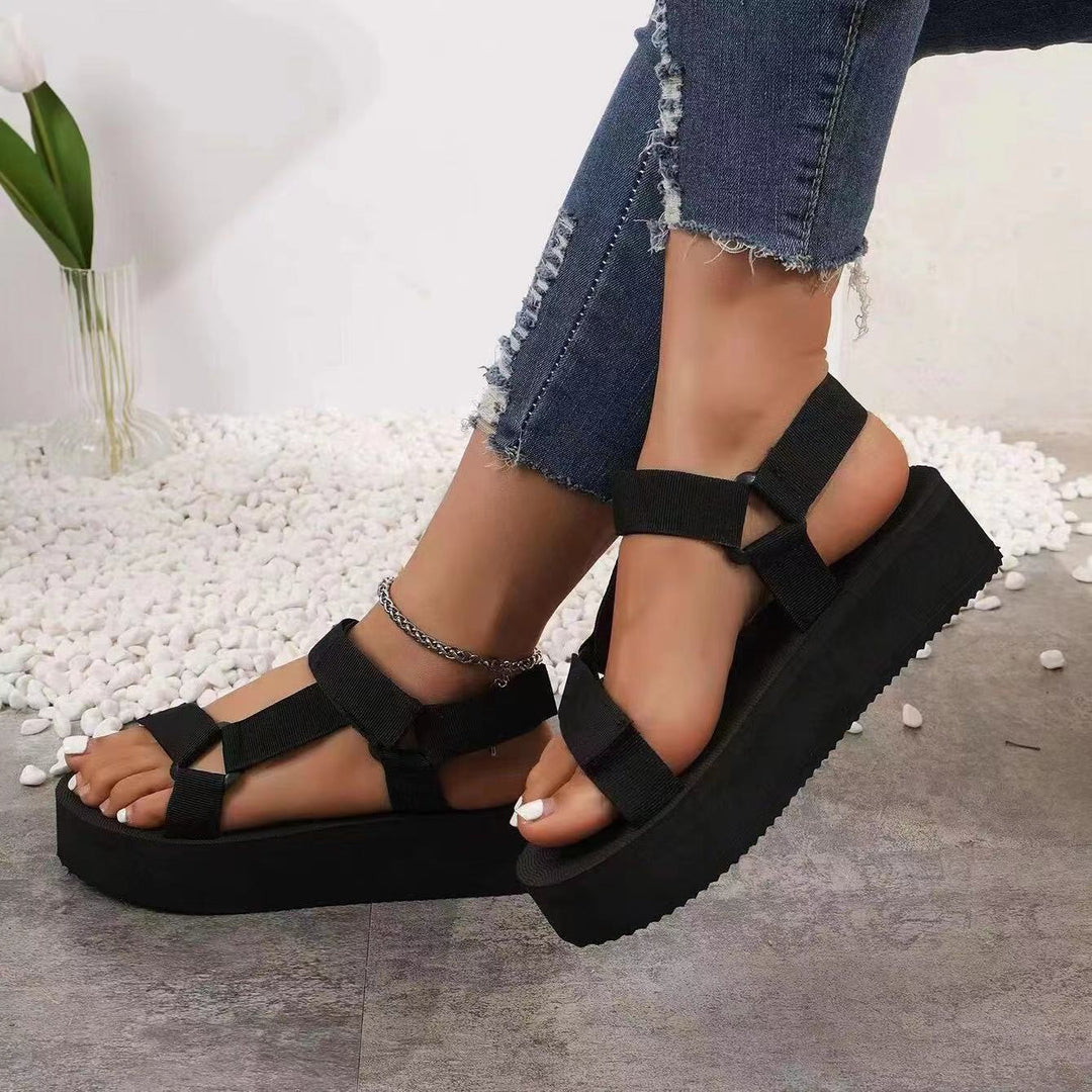 Damen modische Zehentrenner mit bunten Riemen R&B