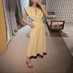 Damen Maxikleid mit V-Ausschnitt und modernen Rüschendetails R&B