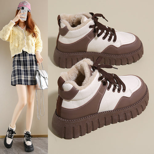 Damen Warmfutter Sneakers mit dickem Plateau R&B