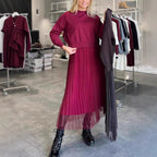 Damen Elegantes Faltenrock- und Pullover Set R&B