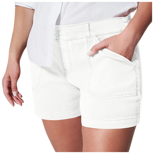 Damen modische Baumwoll-Shorts mit hoher Taille und seitlichen Taschen R&B