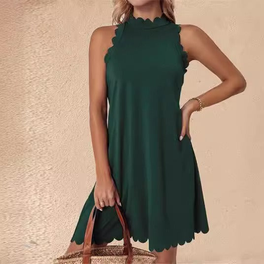 Damen Elegantes ärmelloses Freizeitkleid mit skulpturalem Ausschnitt R&B