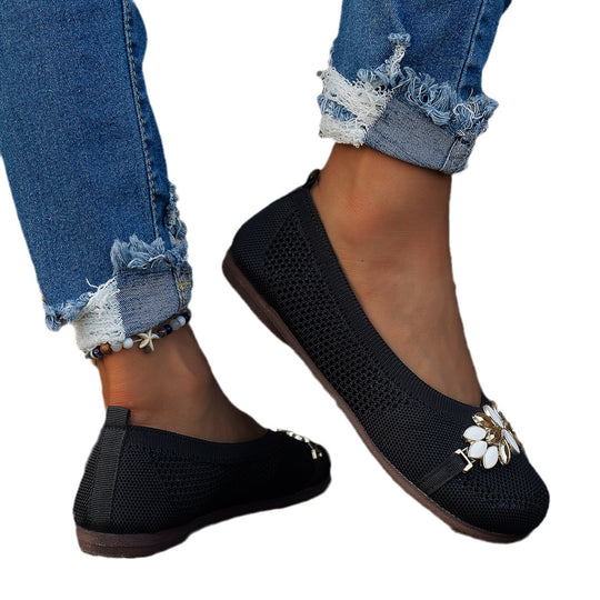 Damen Elegante und atmungsaktive Ballerinas mit floraler Verzierung R&B