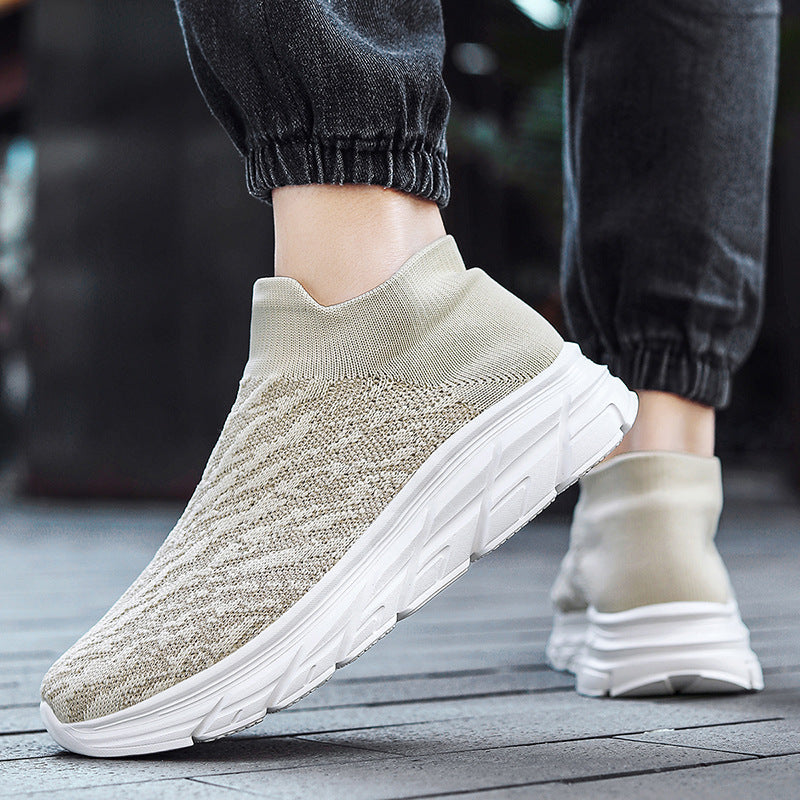 Damen Sportliche Slip-On Sneaker mit atmungsaktiver Strick-Oberfläche und dämpfender Laufsohle