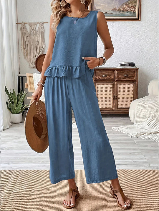 Damen luftiger Overall mit Rüschendetails R&B