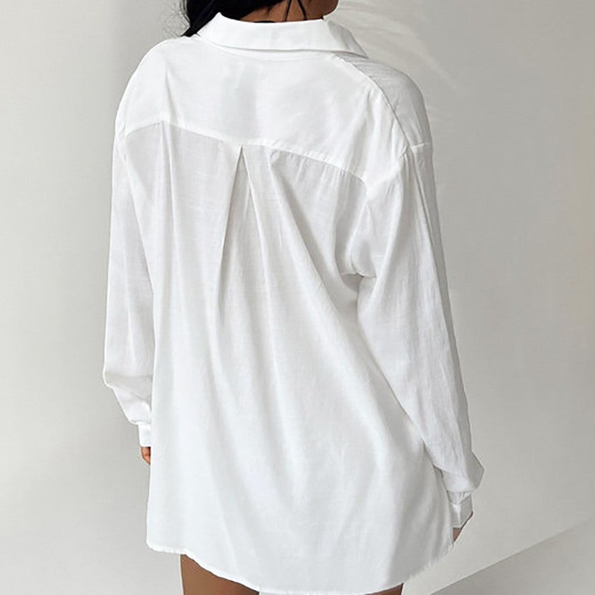 Damen Loungewear-Set mit lässiger Button-Up Bluse und komfortablen Shorts R&B