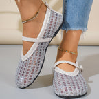 Damen Ballerinas mit eleganter Schnallenapplikation und atmungsaktiver Netzstruktur R&B