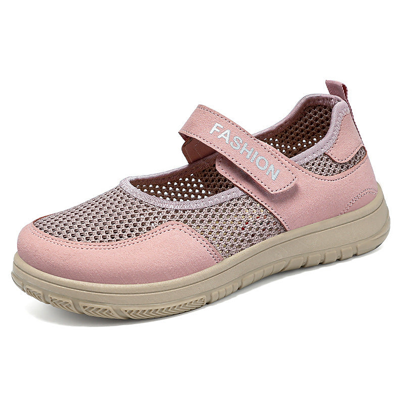 Damen modische Slip-On Freizeitschuhe mit verstellbarem Klettverschluss und atmungsaktiver Netzstruktur R&B