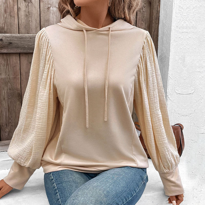 Damen Kapuzenpullover mit voluminösen Ärmeln und praktischen Kängurutaschen R&B