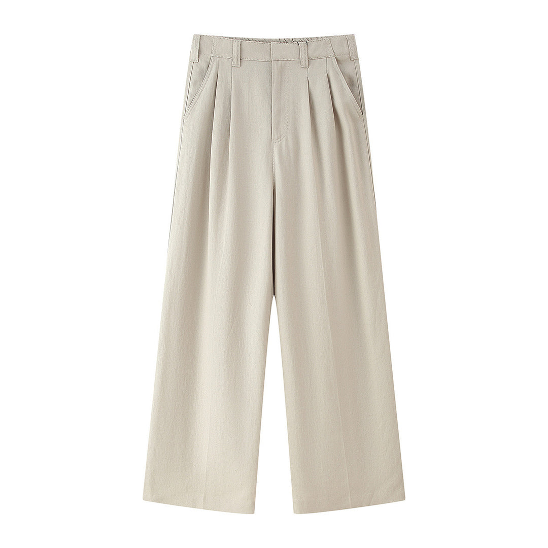 Damen elegante weite Anzughose mit Faltenwurf und hohem Bund R&B