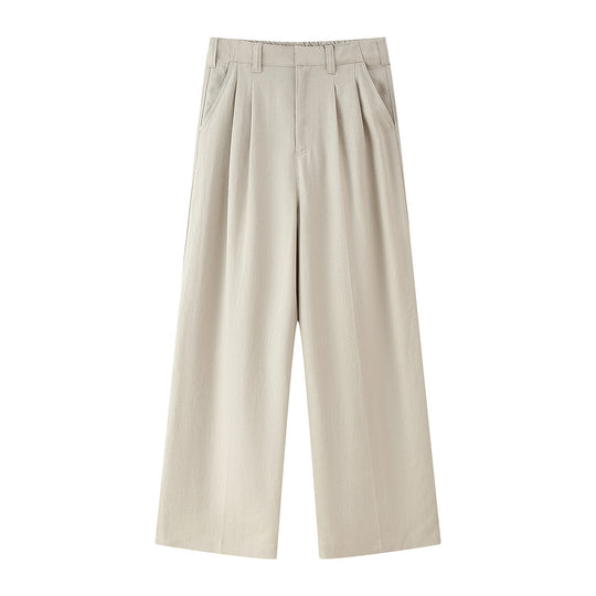 Damen elegante weite Anzughose mit Faltenwurf und hohem Bund R&B