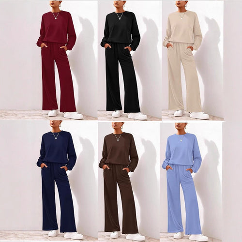 Damen Komfortabler Sweatsuit mit weitem Bein und lässigem Schnitt R&B