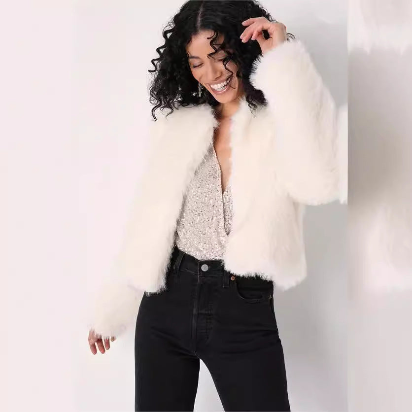 Damen Luxus Kunstpelz Jacke mit eleganten Details R&B