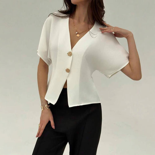 Damen Lockere Bluse mit umschlagbaren Ärmeln R&B