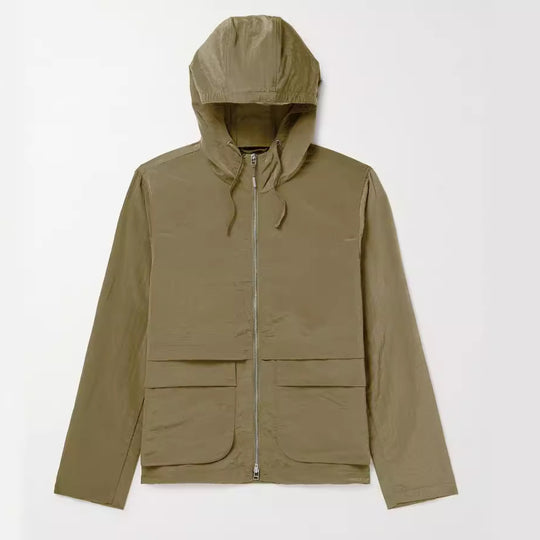 Herren leichte Outdoor-Jacke mit verstellbarem Kapuzenkragen und großen Taschen R&B