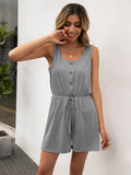 Damen Praktischer Freizeit-Jumpsuit mit Knopfdetails und Gummizug R&B
