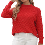 Damen Strickpullover mit Rautenstruktur und Rollkragen R&B