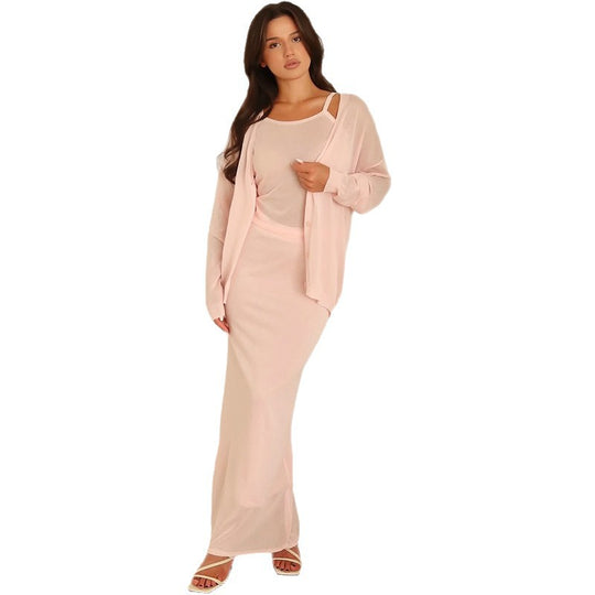 Damen langes Joint-Kleid mit offenem Cardigan R&B