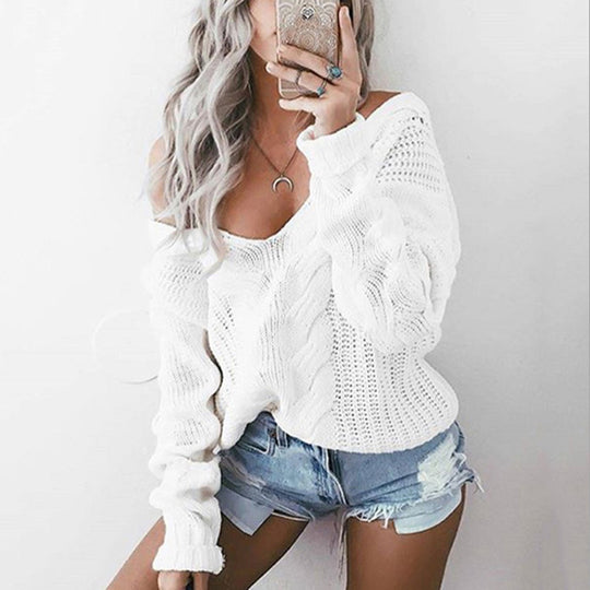 Damen Grob gestrickter Pullover mit luftiger Häkelstruktur R&B