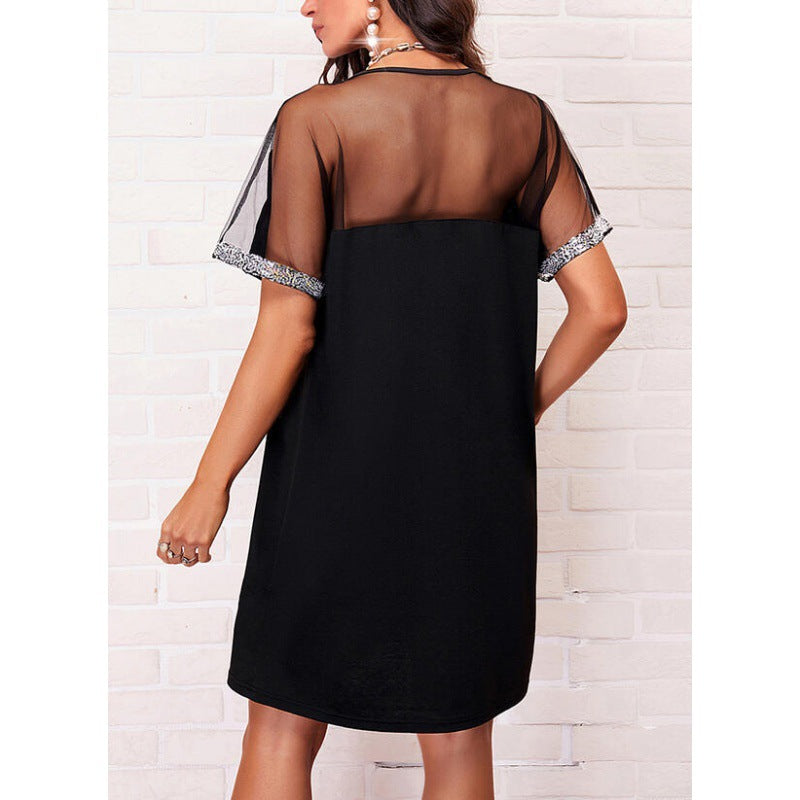 Damen Elegantes Tunika Kleid mit Paillettenbesatz R&B