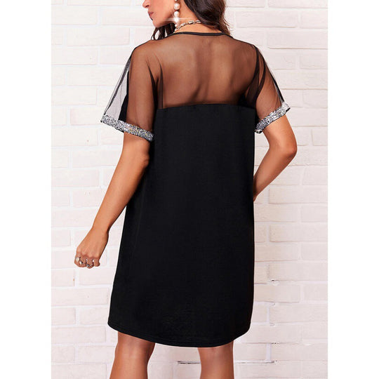 Damen Elegantes Tunika Kleid mit Paillettenbesatz R&B