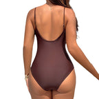 Damen Eleganter Einteiler Badeanzug mit verstellbaren Trägern R&B