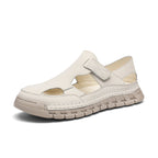 Damen Luftige Ledersandalen mit verstellbarem Klettverschluss R&B
