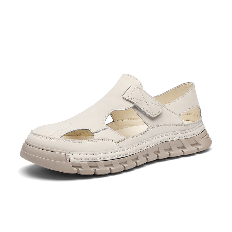 Damen Luftige Ledersandalen mit verstellbarem Klettverschluss R&B