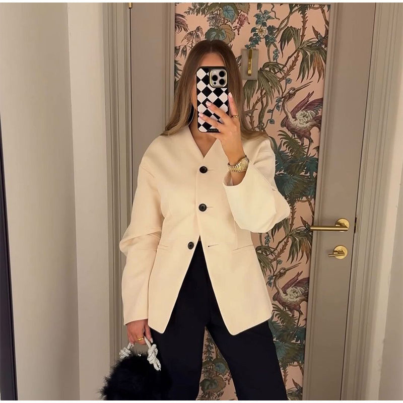 Damen modischer Blazer mit voluminösen Ärmeln R&B