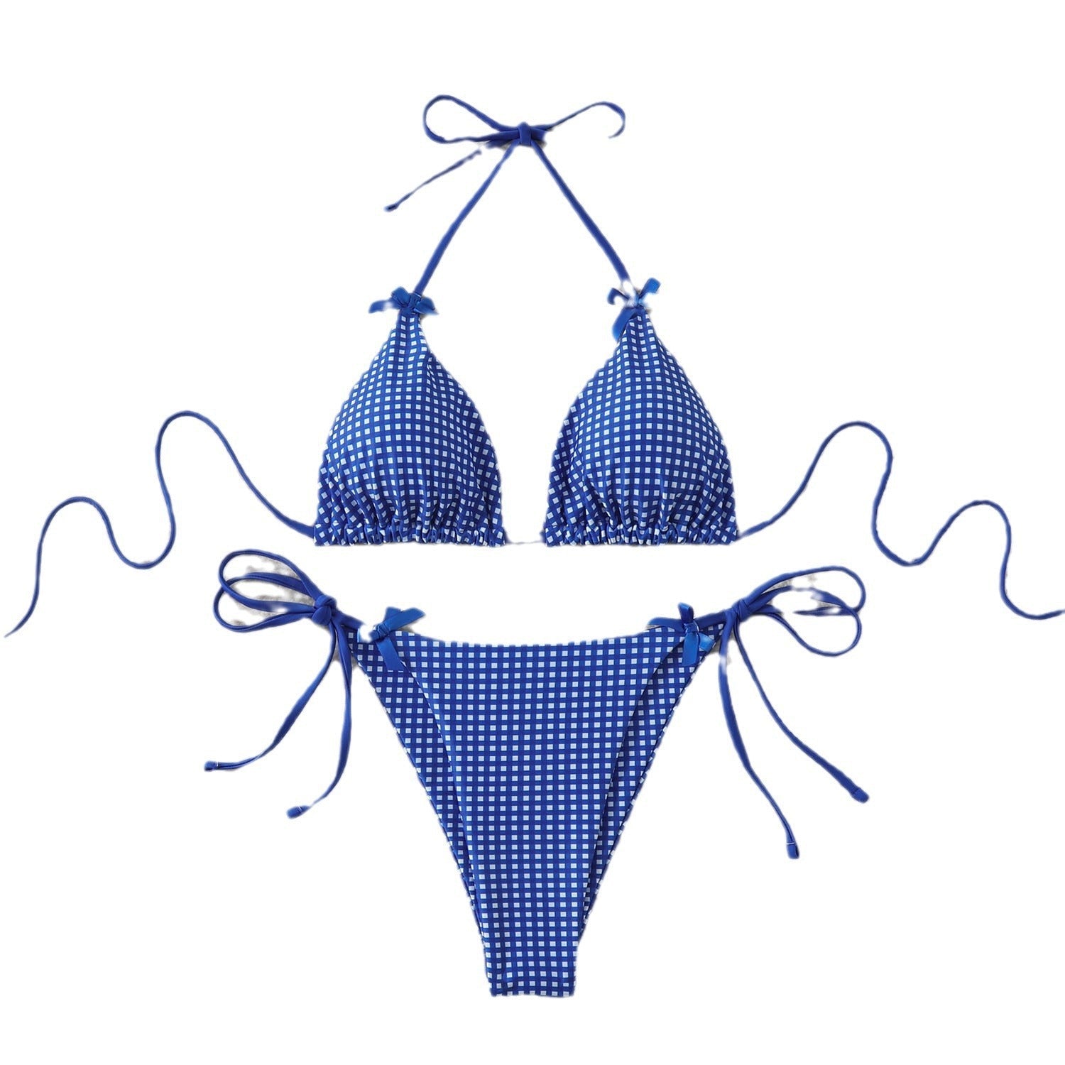 Damen Bikini mit verspieltem Karomuster R&B