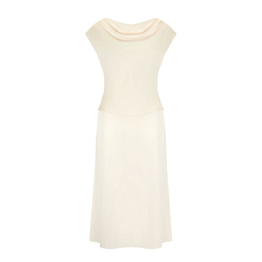 Damen elegantes Abendkleid mit fließendem Stoff und raffiniertem Halsausschnitt R&B