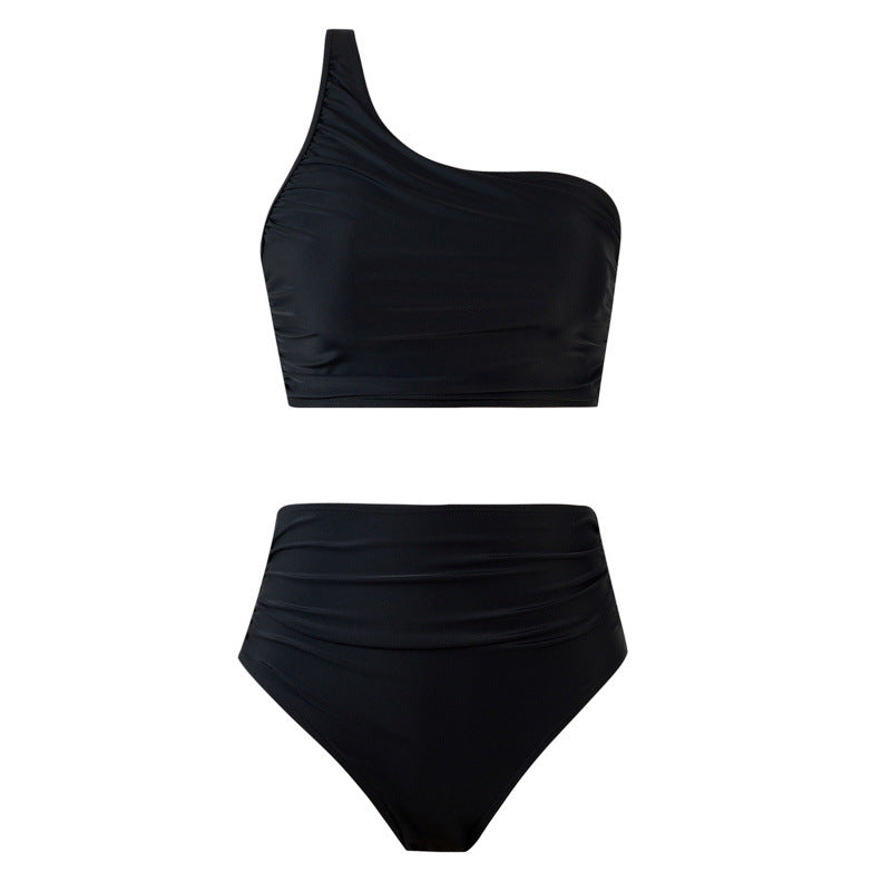 Damen Bikini-Set mit elegantem asymmetrischen Oberteil und hohem Taillenslip R&B