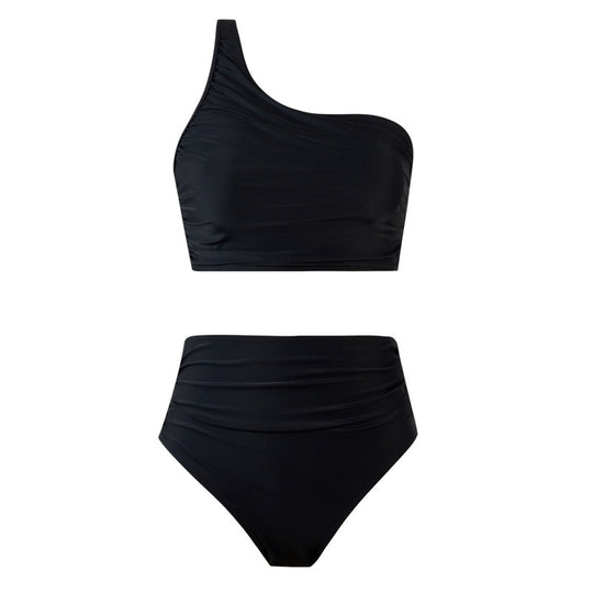Damen Bikini-Set mit elegantem asymmetrischen Oberteil und hohem Taillenslip R&B