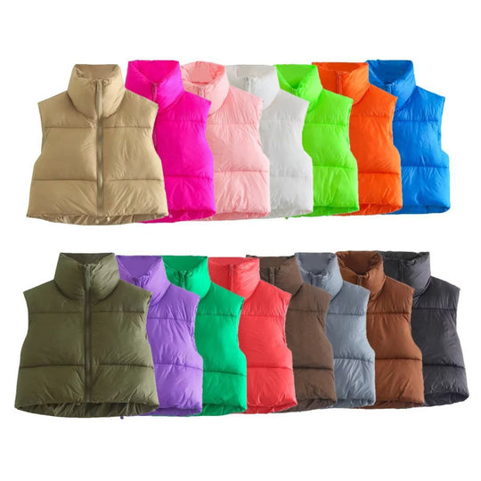 Damen Steppweste mit hohem Kragen und praktischen Taschen R&B