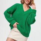Damen Pullover mit V-Ausschnitt und lockerer Passform