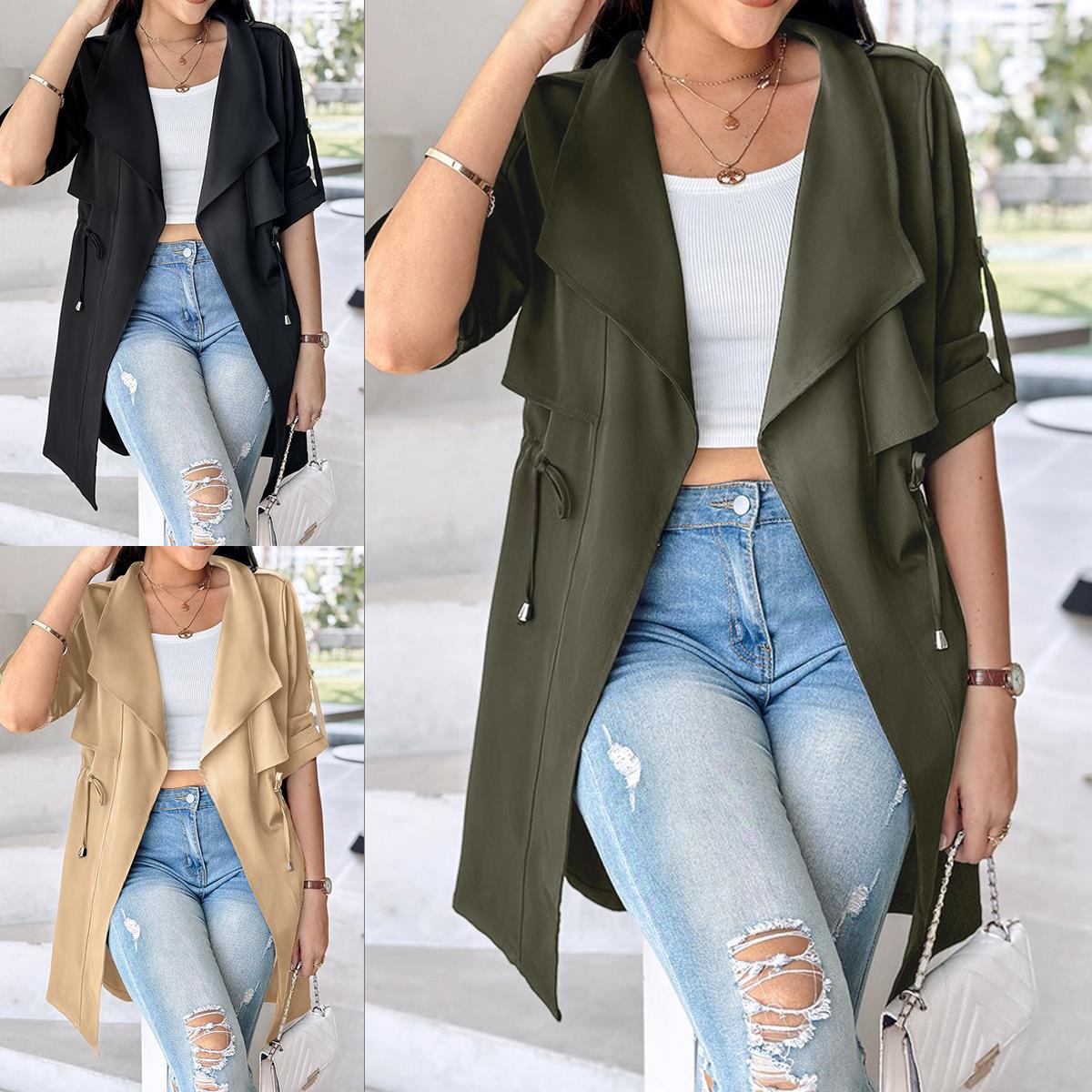 Damen Modische Trenchjacke mit lässigem Schnitt und praktischen Taschen R&B