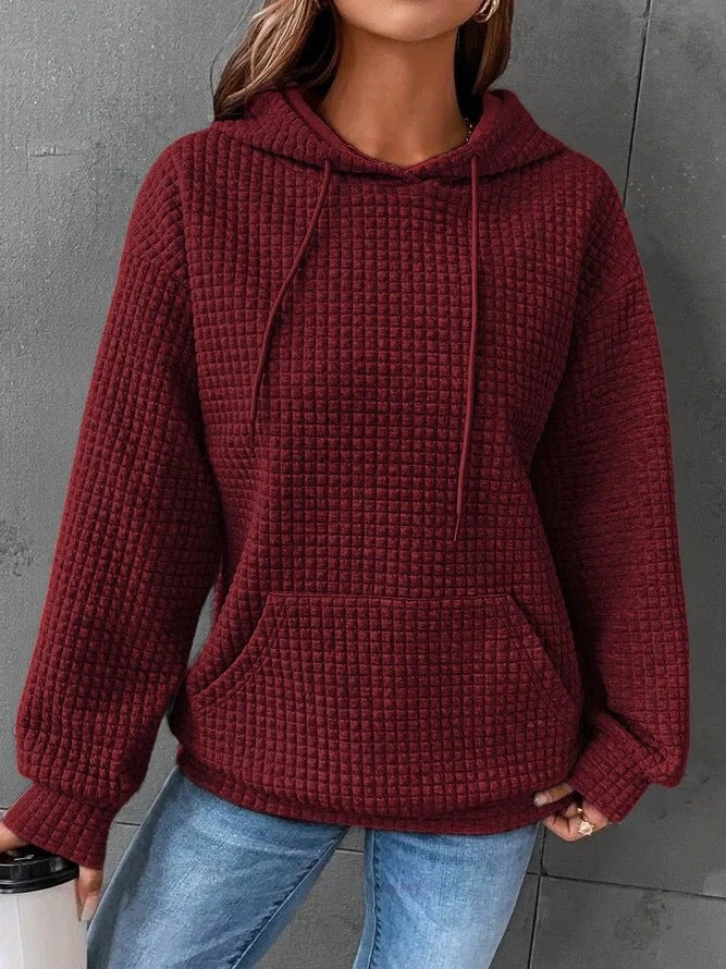 Damen lässiger Hoodie mit strukturierter Oberfläche und praktischer Kängurutasche R&B