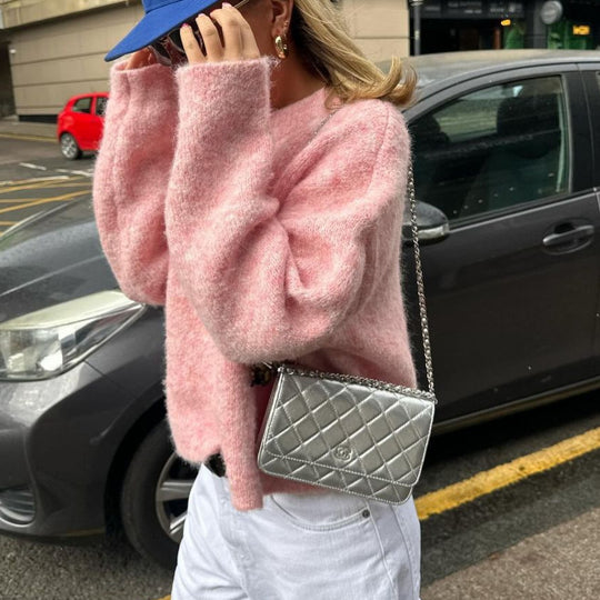 Damen gemütlicher Strickpullover mit lässigem Schnitt R&B