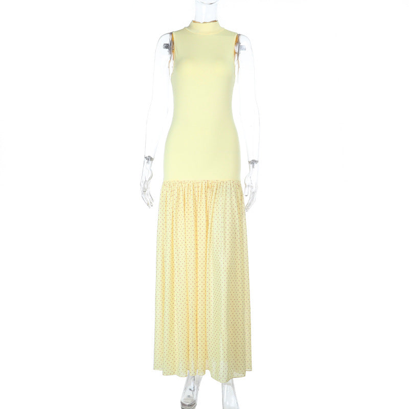 Damen Maxikleid mit ärmellosem Oberteil und romantischem Rüschensaum R&B