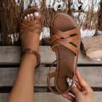 Damen Crossover-Sandalen mit verstellbarem Riemendesign und ergonomischem Fußbett R&B