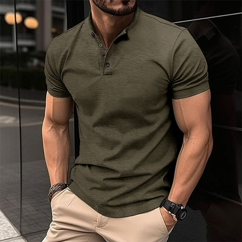 Herren Polohemd mit modernem Stehkragen und leichter Baumwollqualität