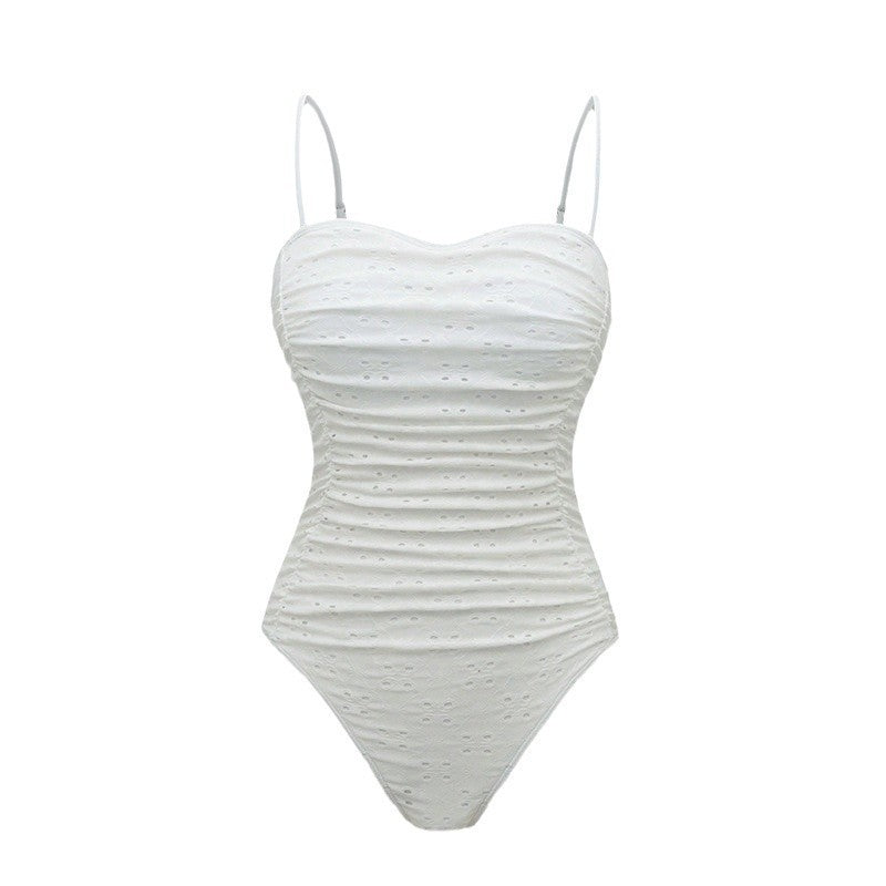 Damen Einteiler Badeanzug mit effektiver Raffung und romantischem Design R&B