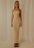 Damen elegantes Maxikleid aus feinem Rippenstrick R&B